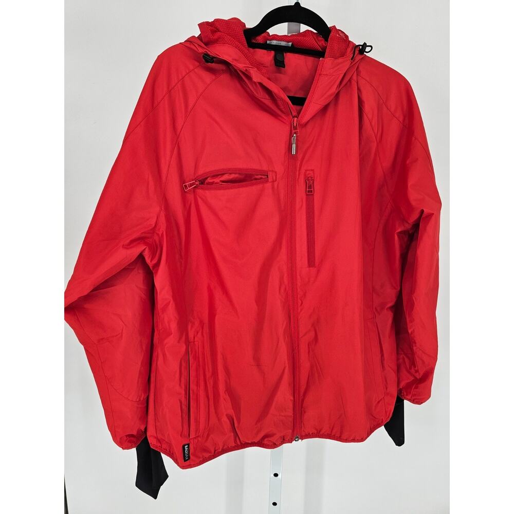 BAUBAX Women's Red Hooded Zip Up Lightweight Jacket Size XL Outdoor Rain